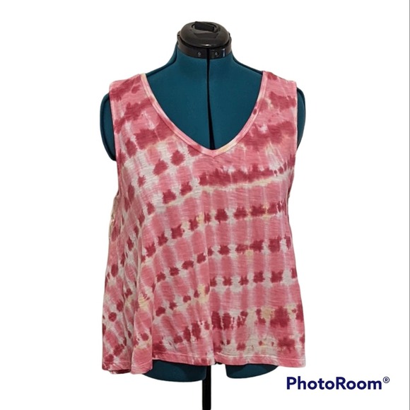 True Craft Boho Pink/White Tie Dye Knit Sleeveless Crop Top Size XL NWT - Picture 1 of 2